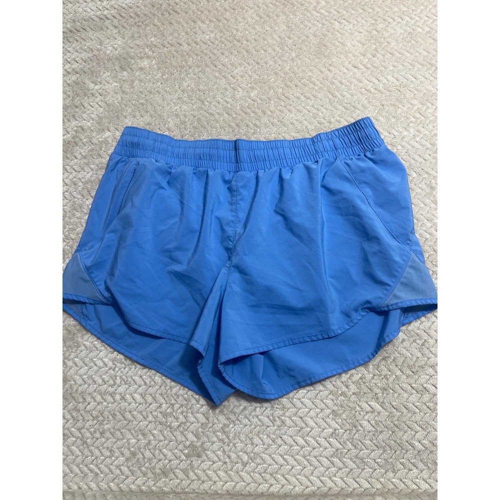 All in Motion Womens Blue Running Shorts Size L Mesh Trim Zipper Pocket Active